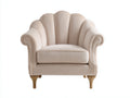 Sessel mit Stoffbezug 88x90x98 cm - Beige - gepolsterte Muschelrückenlehne mit gerollten Armlehnen - klassischer Wohnzimmerstil