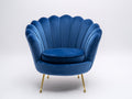 Sessel mit Samtbezug 92 x 85 x 90 cm - Blau-Gold - Muschelförmige Rückenlehne und modernes Design