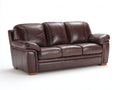 3 Sitzer Sofa mit Bezug in Lederoptik 220 x 95 x 100 cm - Dunkelbraun - Komfortpolsterung mit Kontrastnähten und breiten Armlehnen