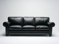 3 Sitzer Sofa mit Bezug in Lederoptik 220x95x88 cm - Schwarz - gepolsterte Sitzflächen mit gerollten Armlehnen - klassisches Wohnzimmerdesign