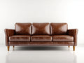 3 Sitzer Sofa mit Bezug in Lederoptik 220 x 90 x 88 cm - Cognacbraun - Schlanke Armlehnen und modernes Design