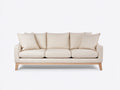 3 Sitzer Sofa mit Stoffbezug 220 x 90 x 85 cm - Beige-Naturholzfarben - Modernes Design mit Holzgestell