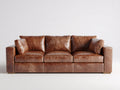 3 Sitzer Sofa mit Bezug in Lederoptik 225 x 95 x 88 cm - Cognacbraun - Moderne Polsterung mit klarer Linienführung