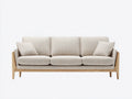 3 Sitzer Sofa mit Stoffbezug 220 x 90 x 88 cm - Beige-Naturholz - Holzrahmen und moderne Polsterung