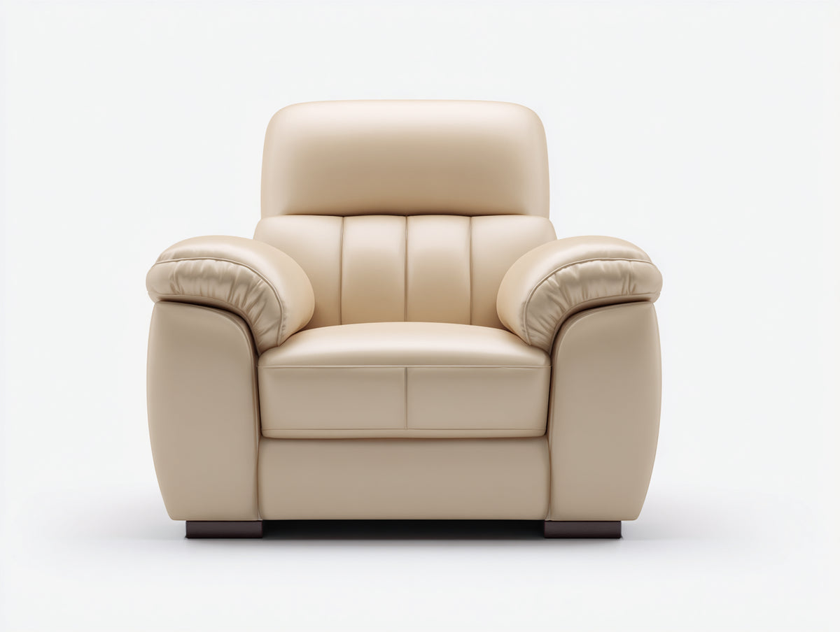 Liegesessel 98 x 92 x 102 cm - Beige - moderner Polstersessel in Lederoptik mit hoher Rückenlehne und breiten Armlehnen