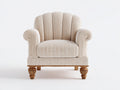 Sessel Stoffbezug 92 x 88 x 98 cm - Creme - klassischer Polstersessel mit Muschelrücken und geschnitzten Holzfüßen